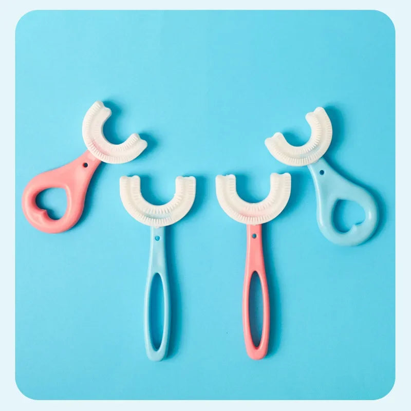 Szczoteczka dla dzieci 360°, U-kształtna, silikonowa, do pielęgnacji zębów