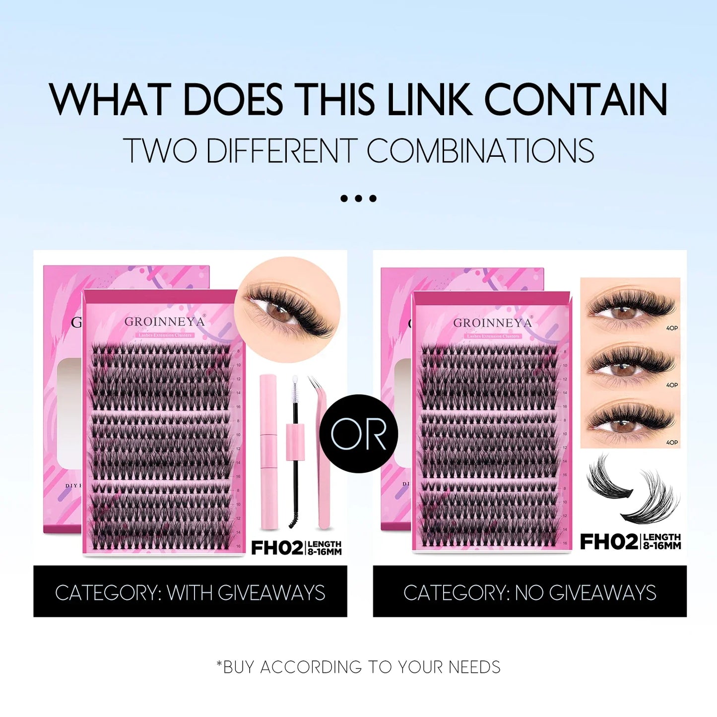 Zestaw do przedłużania rzęs DIY, pojedyncze kępki, klej i uszczelniacz