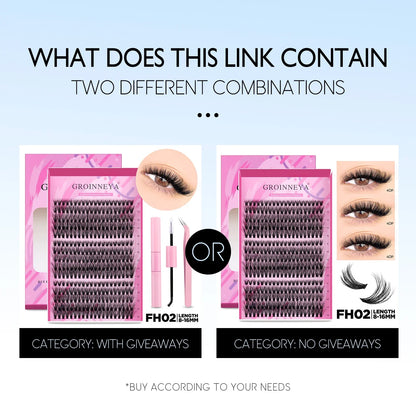 Zestaw do przedłużania rzęs DIY, pojedyncze kępki, klej i uszczelniacz