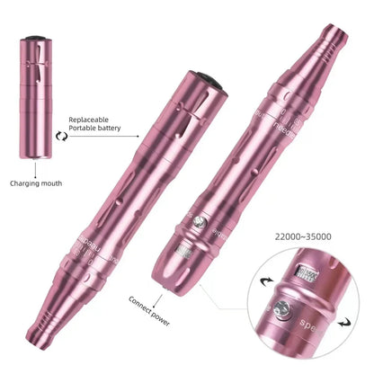 Bezprzewodowy zestaw do makijażu permanentnego, mikroblading, 2 baterie, 5 igieł