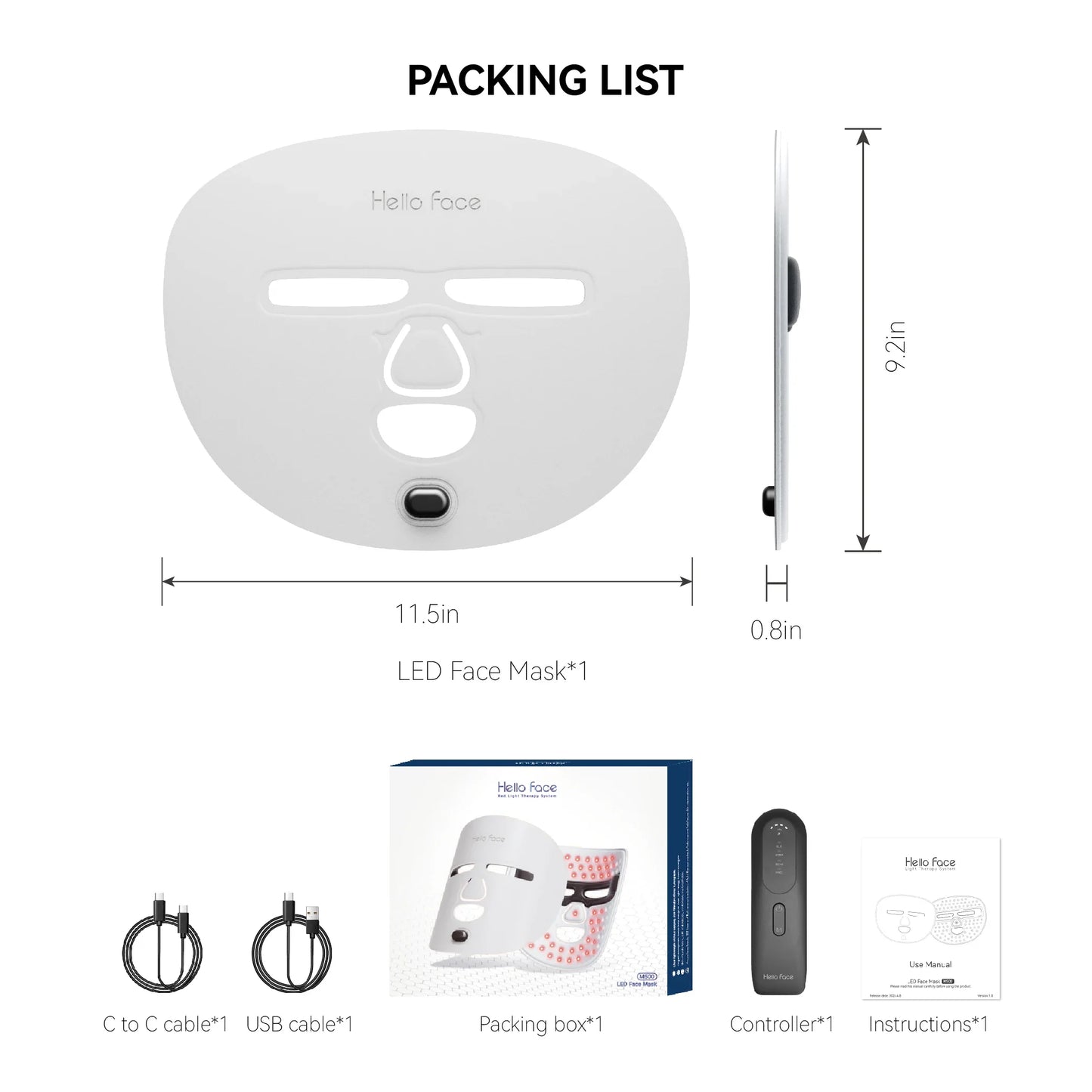 Bezprzewodowa maska do twarzy, terapia światłem podczerwonym i czerwonym, przeciwstarzeniowa