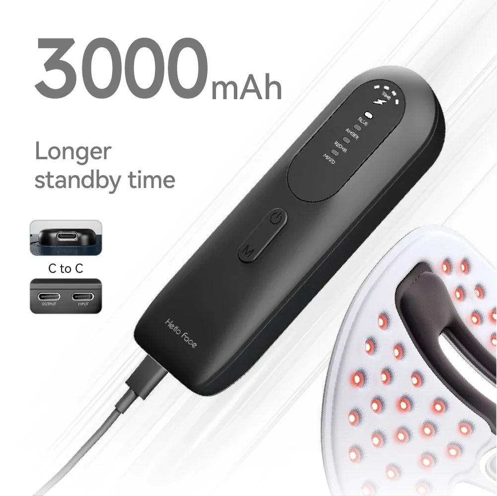 Bezprzewodowa maska do twarzy, terapia światłem podczerwonym i czerwonym, przeciwstarzeniowa